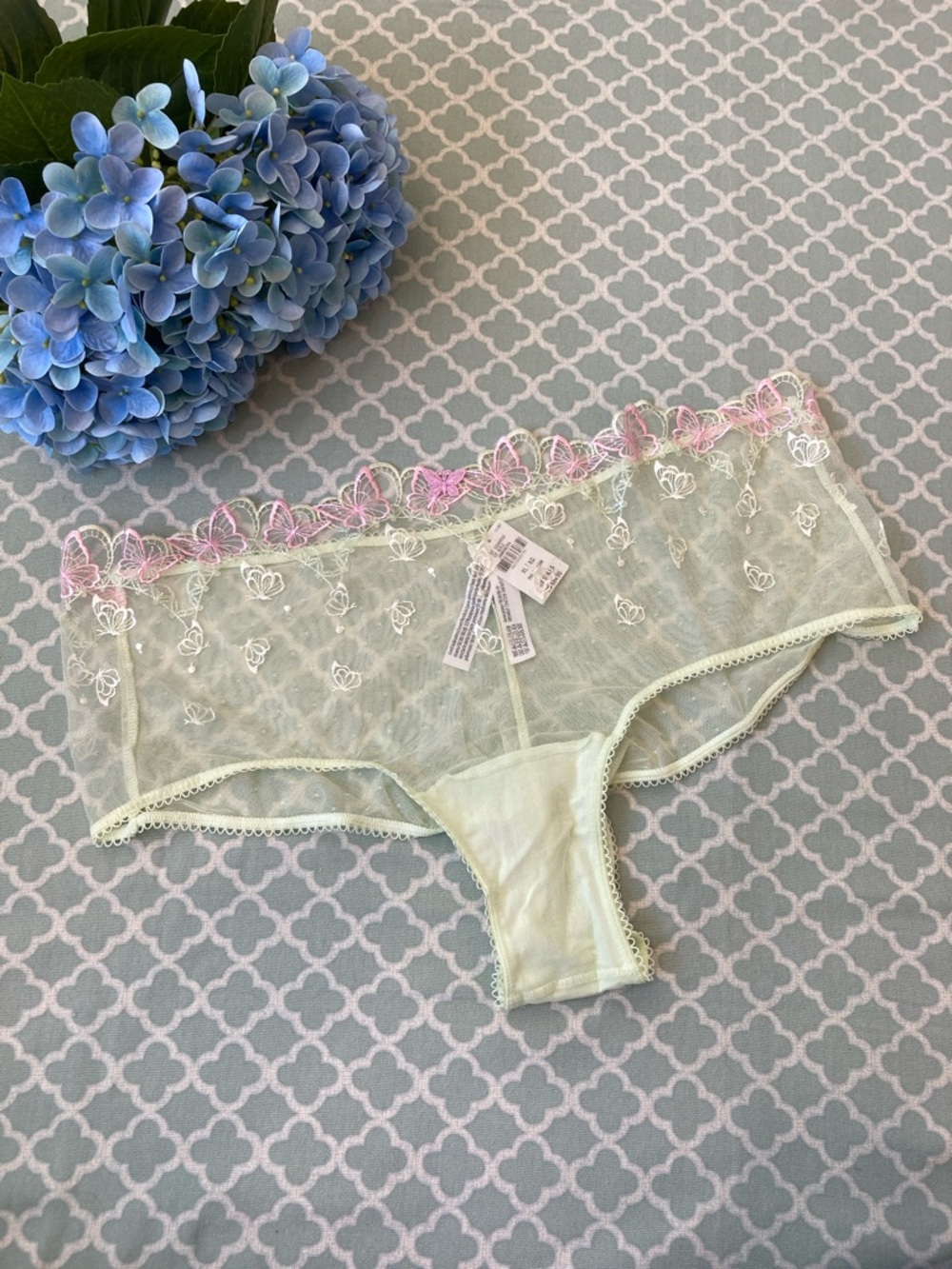 PINK Victoria’s Secret Wink Crush Lace Embroidered Butterfly Lime Cheeky